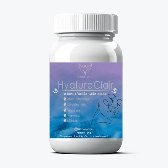 Health Power HyaluroClair - Complément Alimentaire à l'Acide Hyaluronique, Collagène, Vitamines A, C & Sélénium - 60 Comprimés